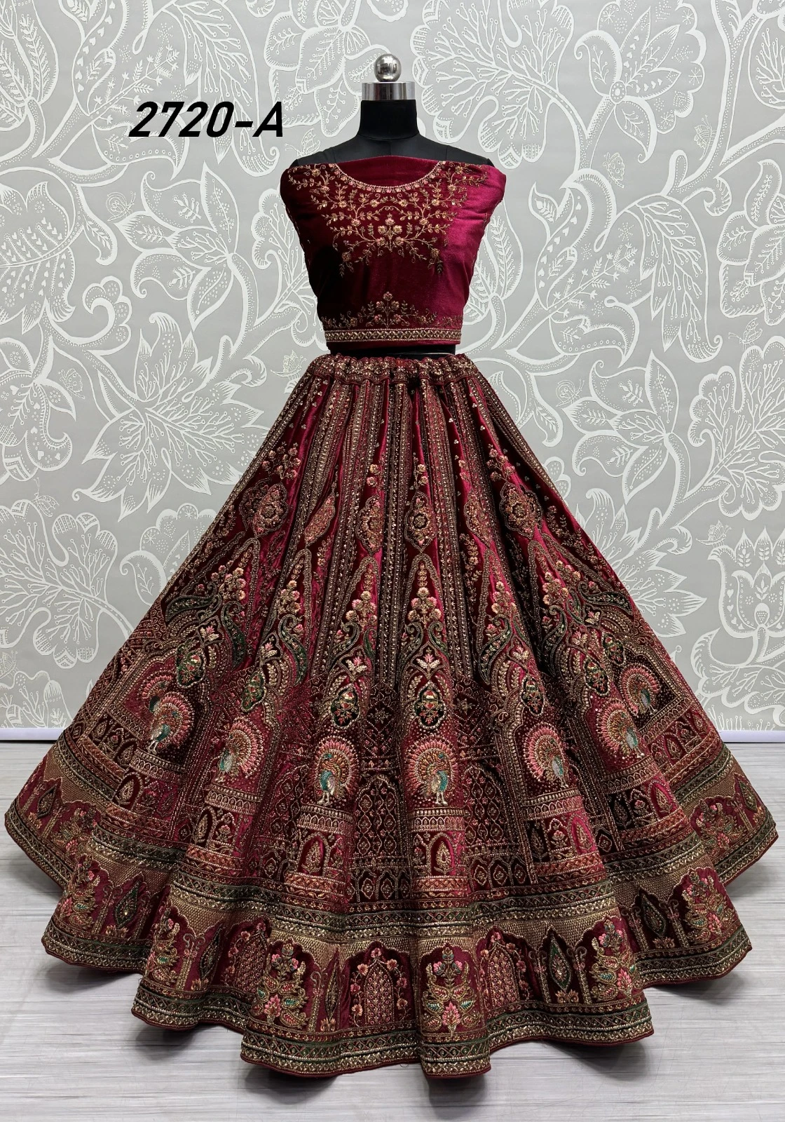 Anjani Art 2720A & 2720B Velvet Wholesale Lehenga Catalog — Wholesale Lehenga, MPA wholesale from Surat - Gallery Image 9